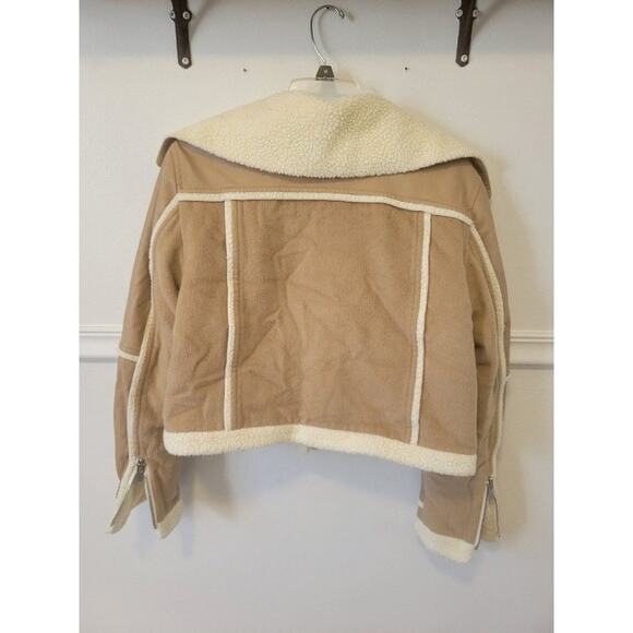 RTR sz Large Jonathan simkhai tan adelynn faux sherpa lined long sleeve jacket - Picture 5 of 7